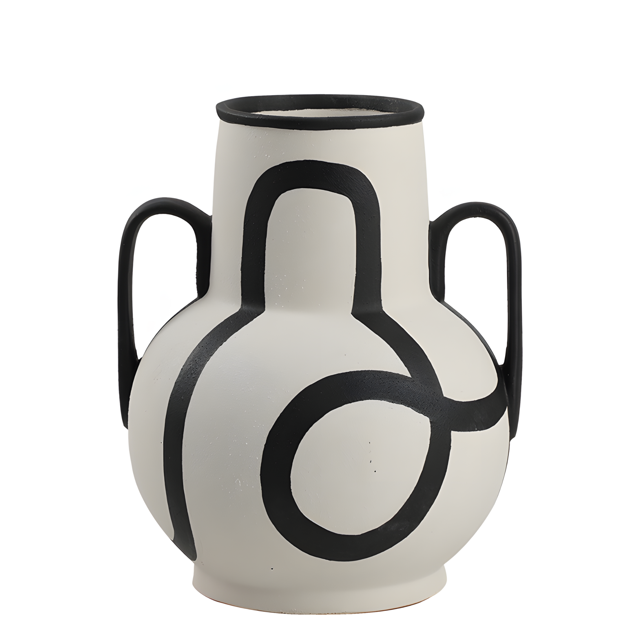 Hand-Painted Vase  With Black Mouth